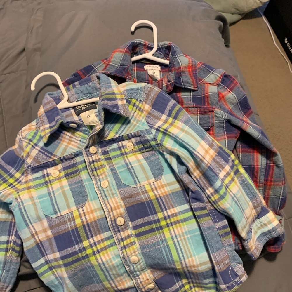 Flannel Plaid Kids Shirts - Blue and Red